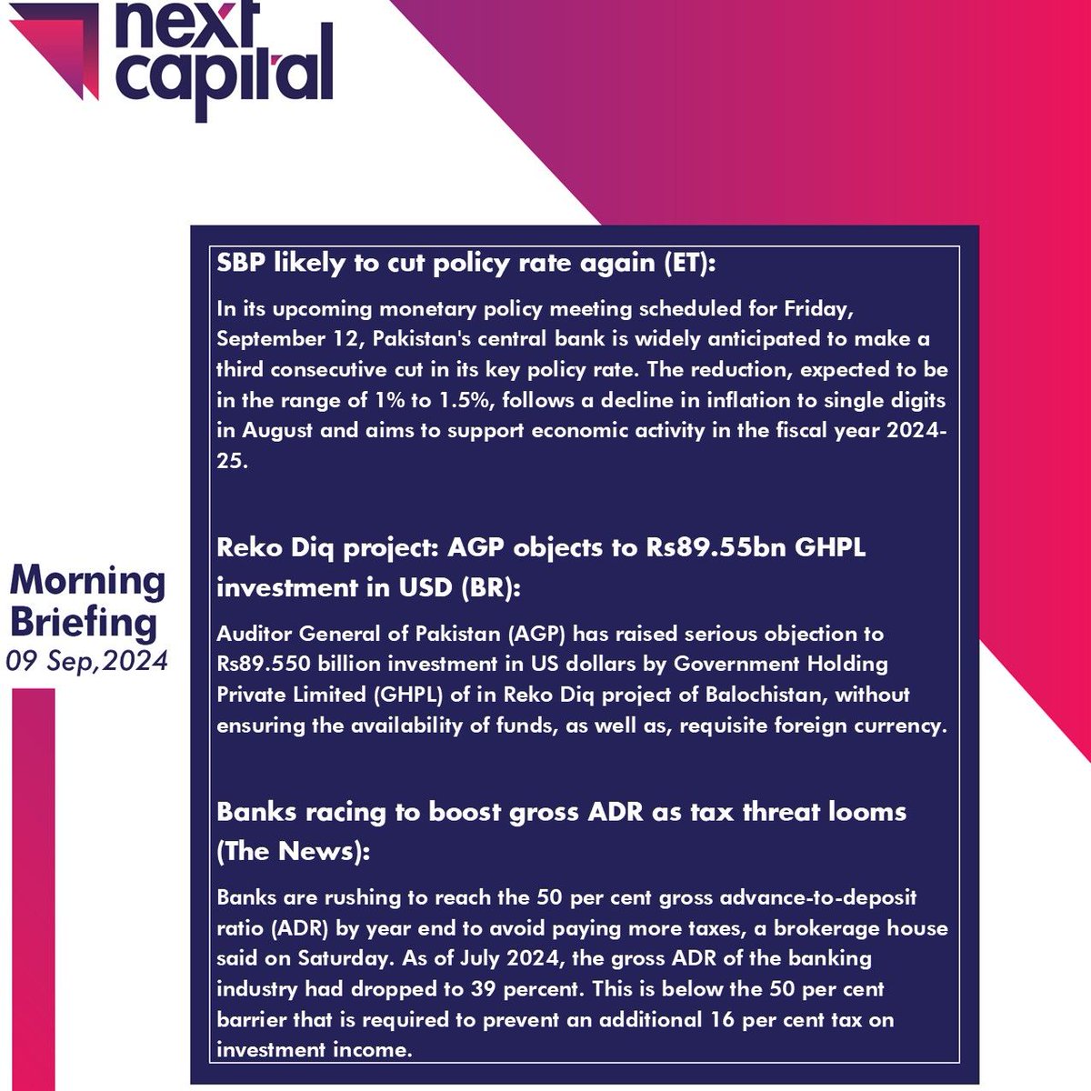 NextCapitalLtd's tweet photo. Morning Briefing For September 09, 2024
#Nextcapital #NextResearch https://t.co/SeOcO2sp9q