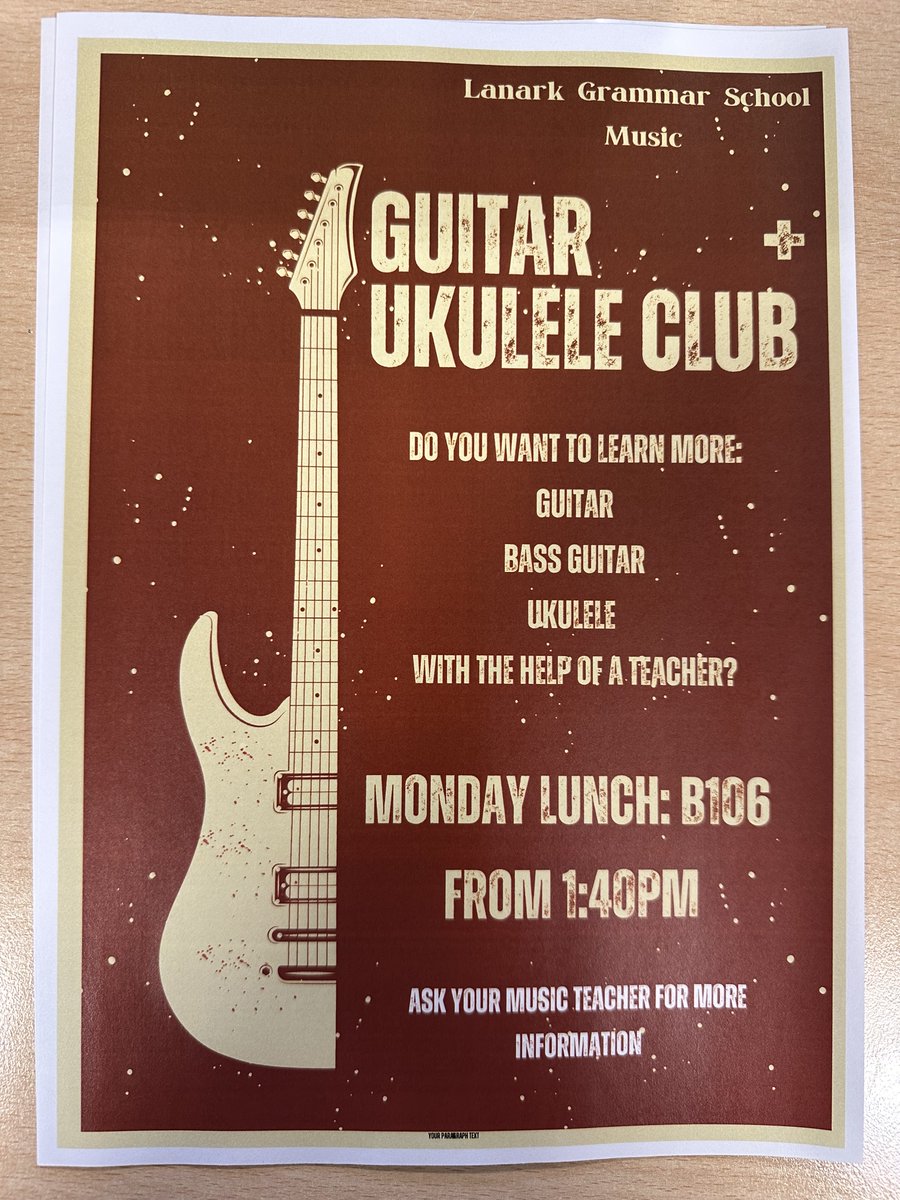 LGS_Music's tweet photo. Good morning Lanark Grammar, the Music Departments extra-curricular programme is up and running. If you would like to take part in any activity please turn up or if you would like more information come and speak with a teacher. Look forward to welcoming you all soon! https://t.co/TrAfGP8o62