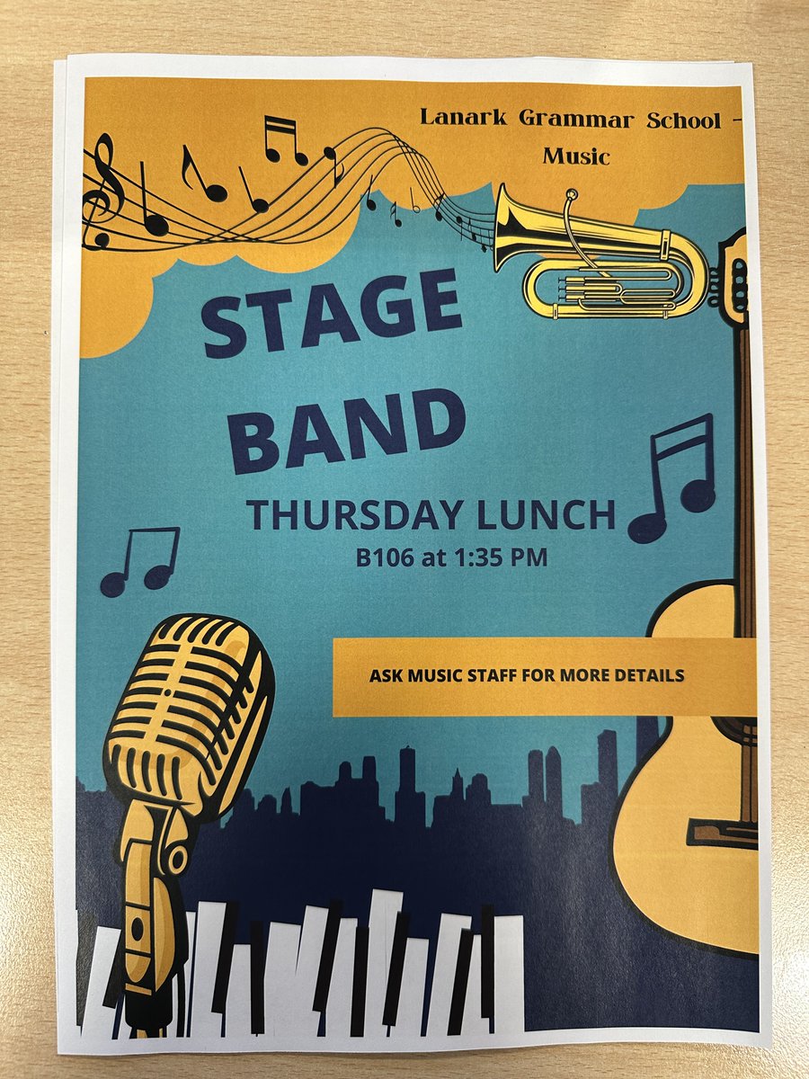 LGS_Music's tweet photo. Good morning Lanark Grammar, the Music Departments extra-curricular programme is up and running. If you would like to take part in any activity please turn up or if you would like more information come and speak with a teacher. Look forward to welcoming you all soon! https://t.co/TrAfGP8o62