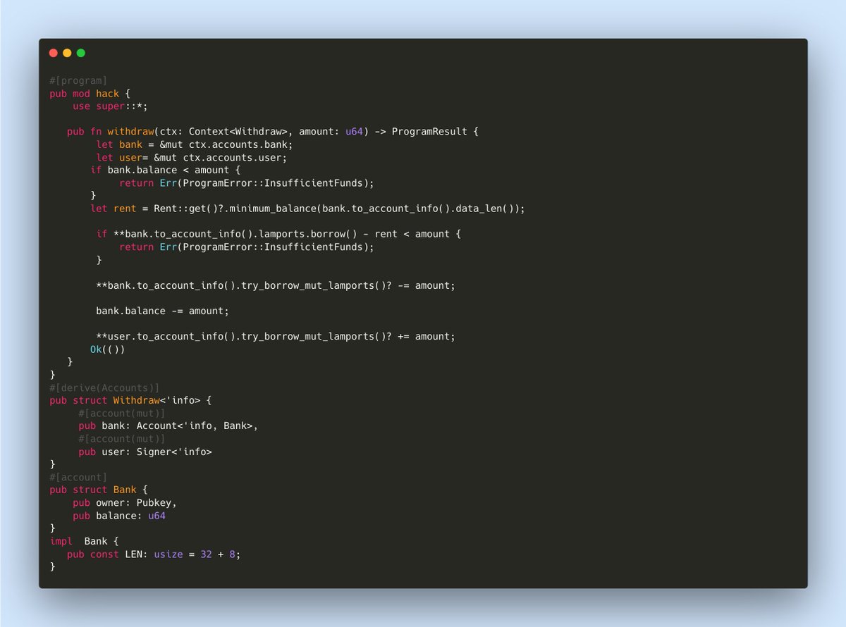 block_apex's tweet image. Can you identify the critical error in this Smart Contract function?

Block the Bug Challenge #14

#BlockApex #Blockthebug #Solana #SmartContractAudit #Blockchain #Web3