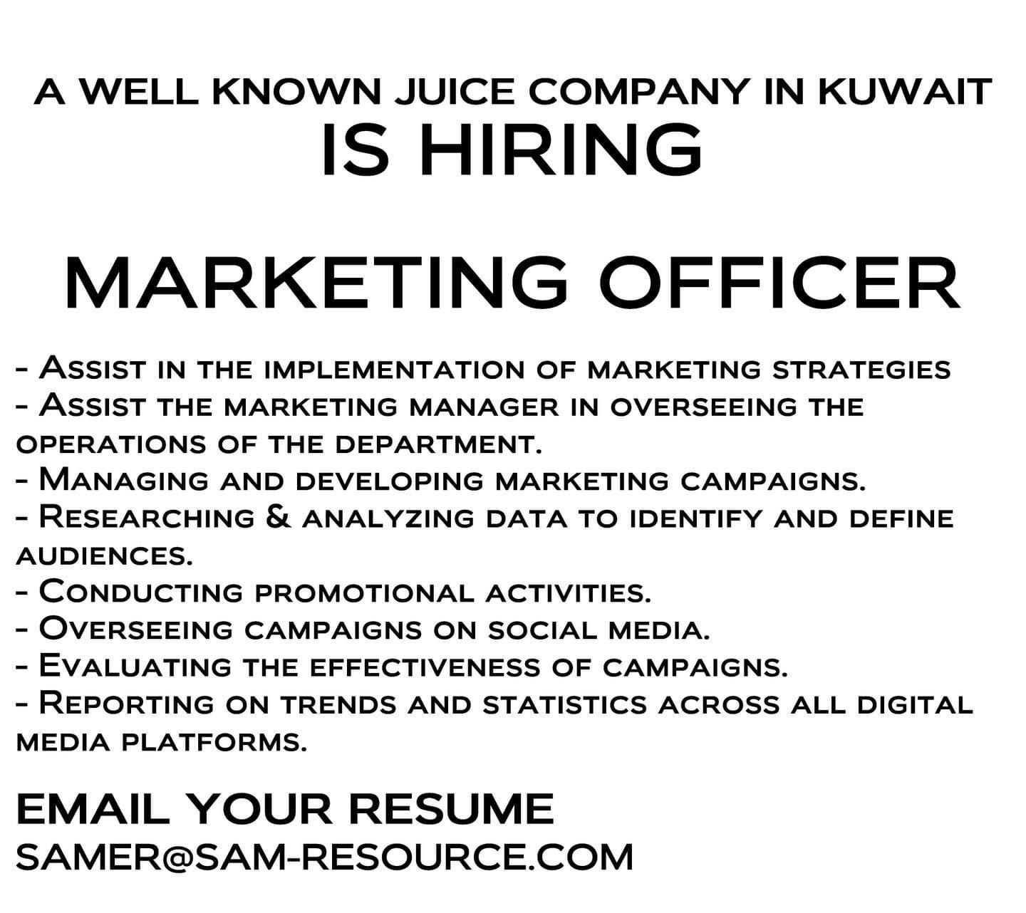 Image Hiring Marketing Executive | iiQ8 Marketing Officer Vacancy