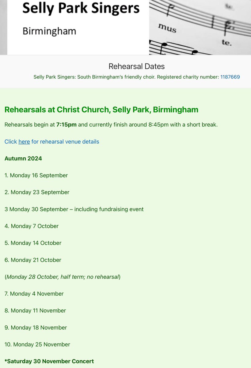 Autumn term rehearsals begins next Monday, 16th September.
Full details at:
sellyparksingers.co.uk
