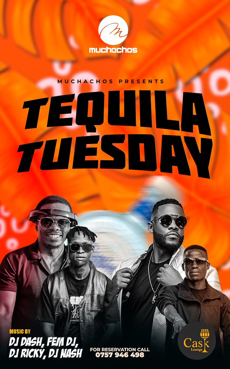 We’re ready for Tuesday to bring you the Ever Blazing #TequilaTuesday at <a href="/CaskLoungeKla/">Cask Lounge & restaurant</a>. Be sure to enjoy the finest mixes from Kampala’s Top Deejays. 

FREE ENTRY!!!