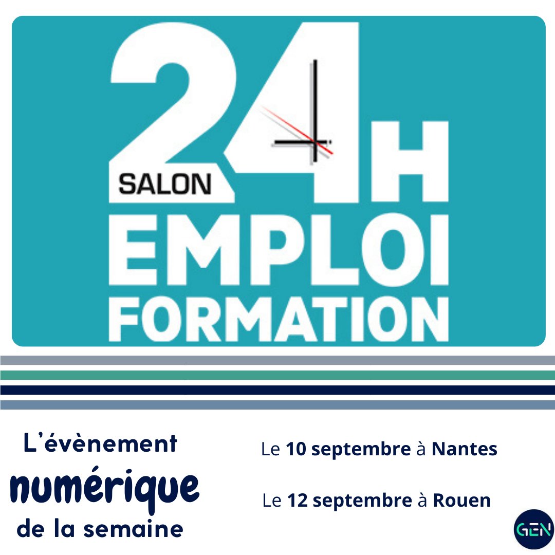 Le salon "24H Emploi Formation", c’est 9 dates de sept. à nov. dans plusieurs villes pour trouver une #formation ou décrocher un contrat, notamment en #informatique.
📍 10 sept. à Nantes
📍 12 sept. à Rouen

👉 Infos : ow.ly/c85s50TiEPB

#numerique #evenement #emploi #tech
