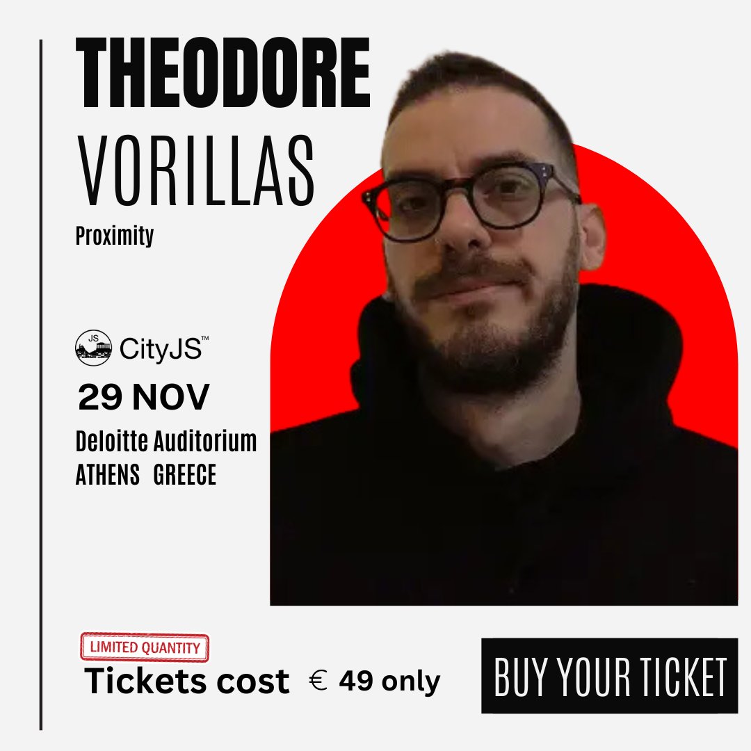 cityjsconf's tweet photo. Guess who's back ⁉️
One of our top-rated speakers, as praised by past attendees, is returning for our November event! 🎤✨
Don't miss out—grab your tickets now:
👉 https://t.co/5JKmmHWCtm
@vorillaz #CityJSConf #Athens2024 https://t.co/ukTOeDapAZ