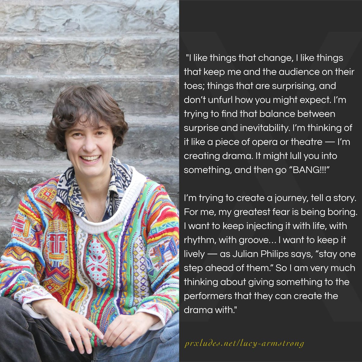 PRXLUDES (@prxludes) on Twitter photo From the archives: our interview with composer Lucy Armstrong (<a href="/LucyArmstrong91/">Lucy Armstrong</a>) about storytelling through music and staying one step ahead of the audience - have a read of our conversation on PRXLUDES:
buff.ly/4cYs3Zh From the archives: our interview with composer Lucy Armstrong (<a href="/LucyArmstrong91/">Lucy Armstrong</a>) about storytelling through music and staying one step ahead of the audience - have a read of our conversation on PRXLUDES:
buff.ly/4cYs3Zh