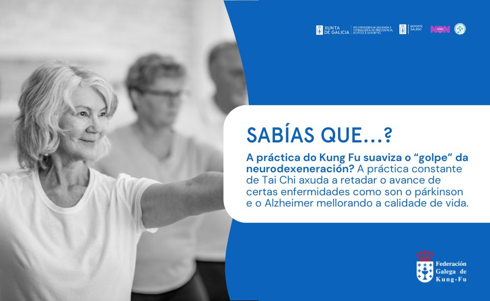 fgKungFu's tweet photo. A práctica constante de #TaiChi pode retardar o deterioro neurolóxico e mellora a calidade de vida en persoas con #Alzheimer. 
Axuda a manter a mente e o corpo activos, promovendo unha vida saudable e equilibrada 💪💙 #DíaMundialDoAlzheimer #SaúdeEbenestar @fdeportegal @UFEDEGA_ https://t.co/IKeW69joBD