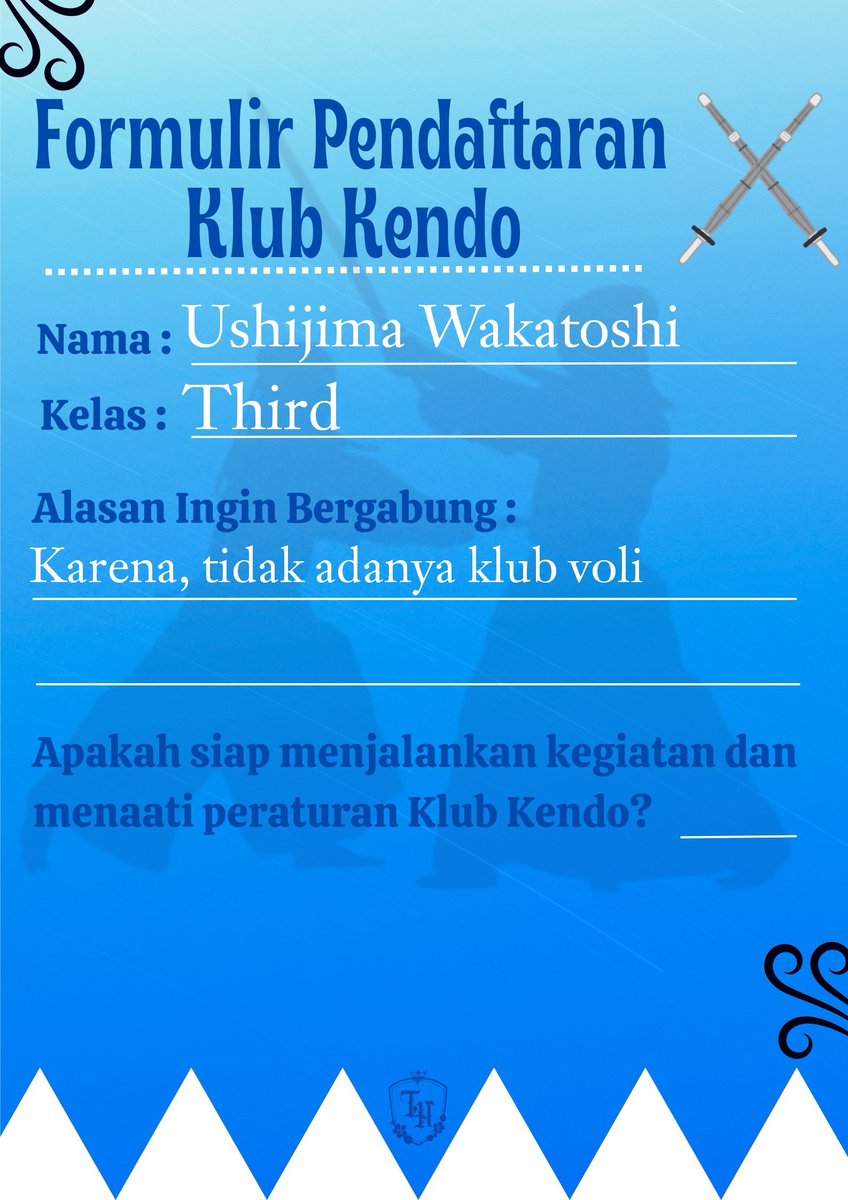 Ushijima menyerahkan formulir tanpa banyak bicara, ya apa boleh buat bukan. 

Setidaknya kendo masih salah satu klub yang bisa ia ikuti.