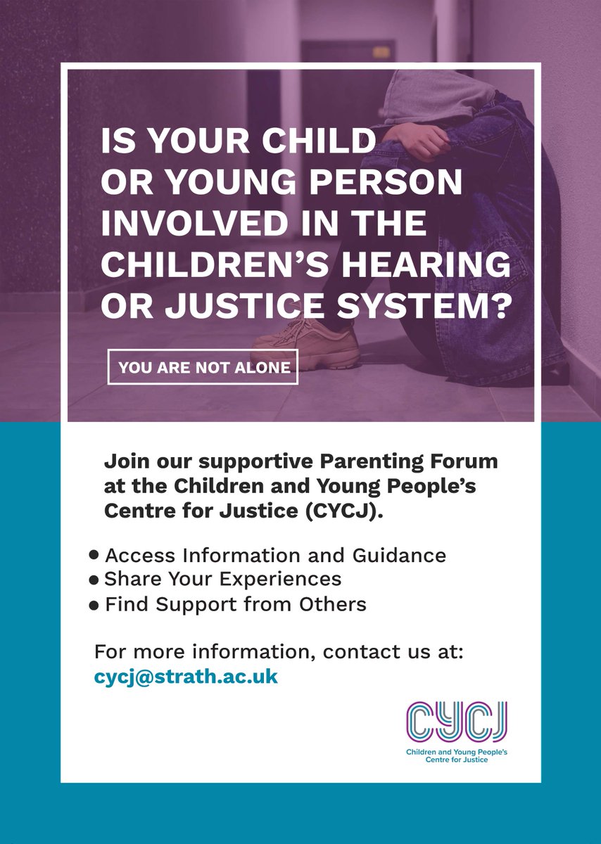 Our friends at <a href="/CYCJScotland/">CYCJ Scotland</a> are hosting a forum for parents who have children involved with the Children's Hearing or justice system.

The Parenting Forum is a non-judgemental space for those looking for information and support 💙

To learn more, email cycj@strath.ac.uk ✉️