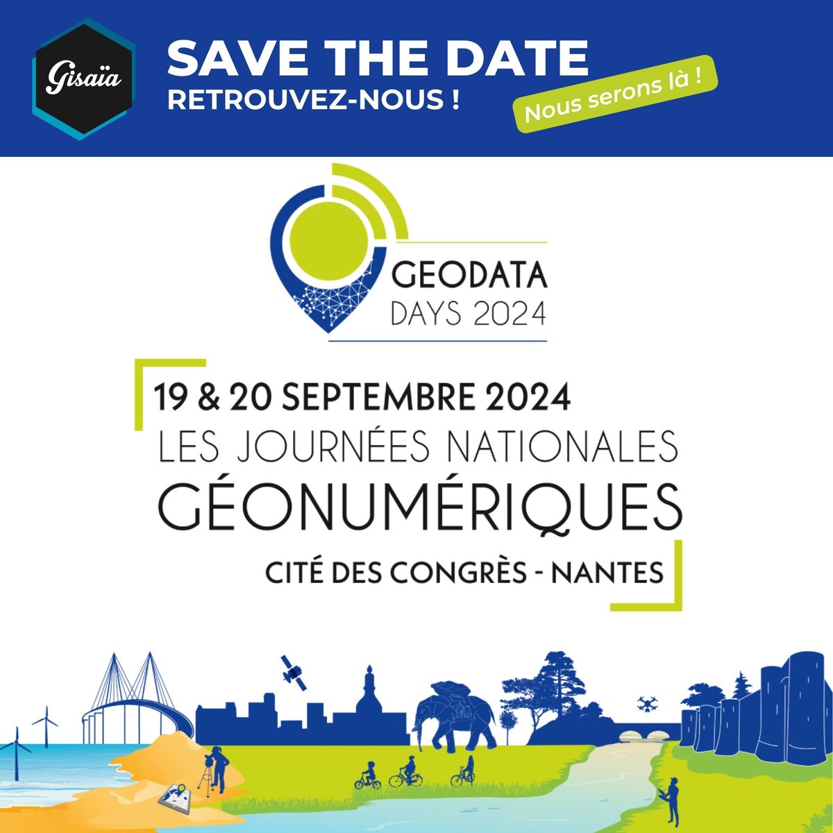 🚀 • SAVE THE DATE • 19 &amp; 20 of September 2024 • 🚀 

Just 10 days before #GeoDataDays 2024 with <a href="/afigeo_asso_fr/">Afigéo 🌐</a>  ! We will be there 😎 ! 
Are you going? 

We can't wait to hear about your hashtag#project and share the latest from Gisaia and our solution ARLAS® ! 🛰