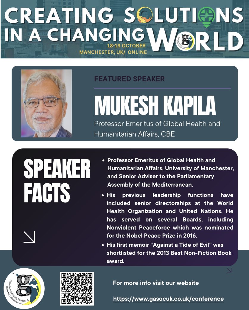 GASOC (@gasoc_2015) on Twitter photo We are honoured to welcome Prof <a href="/mukeshkapila/">Mukesh Kapila</a> as Keynote Speaker for #GASOC2024! 🌟🌟
With extensive experience in #globalhealth, international development, humanitarian affairs & conflict, Prof will deliver invaluable insights on #creatingsolutions in a changing world. We are honoured to welcome Prof <a href="/mukeshkapila/">Mukesh Kapila</a> as Keynote Speaker for #GASOC2024! 🌟🌟
With extensive experience in #globalhealth, international development, humanitarian affairs & conflict, Prof will deliver invaluable insights on #creatingsolutions in a changing world.