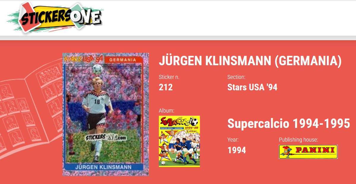 STICKERSONE_COM's tweet photo. #jurgenklinsmann #germany #figurinepanini #foilstickers #stickerscollection #stickerscollector #followback https://t.co/9IJdANNp1p https://t.co/wAhgKEoGL0