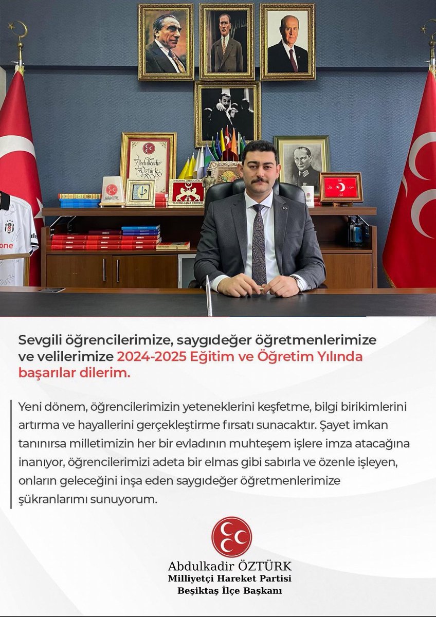 Abdulkadir ÖZTÜRK (@akadirozturkmhp) on Twitter photo Sevgili öğrencilerimize, saygıdeğer öğretmenlerimize ve velilerimize 2024-2025 Eğitim ve Öğretim Yılında başarılar dilerim.
<a href="/MhpBesiktas/">MHP Beşiktaş</a> Sevgili öğrencilerimize, saygıdeğer öğretmenlerimize ve velilerimize 2024-2025 Eğitim ve Öğretim Yılında başarılar dilerim.
<a href="/MhpBesiktas/">MHP Beşiktaş</a>