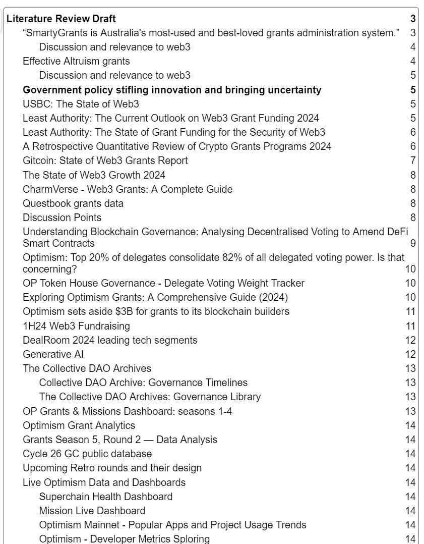 Applied for <a href="/Optimism/">Optimism</a> [Mission Request] Analysis of Grant Programs 

Dspyt analysis of grants aims to collect a substantial amount of scattered and unstructured data and bring the focus of grants programs back to developers.

gov.optimism.io/t/mission-requ…

Literateture Review Draft