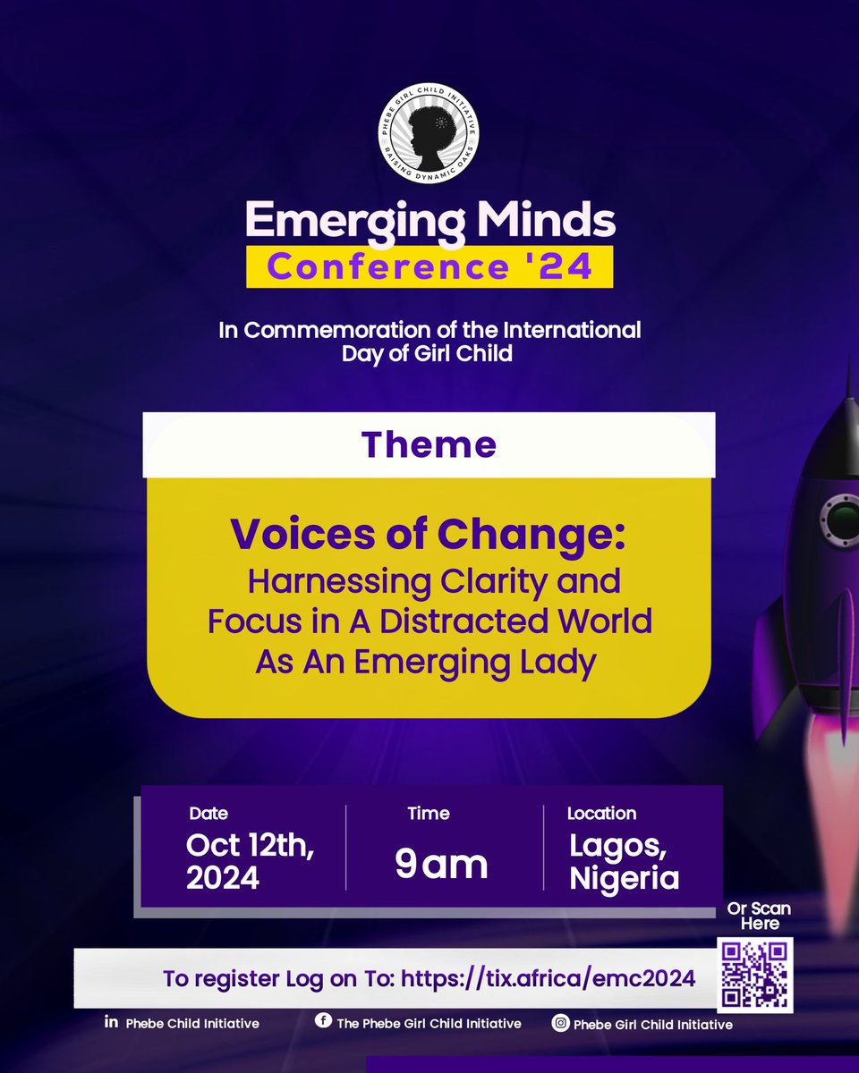 Girlinitiative_'s tweet photo. Emerging Minds Conference 2024 is closer than you think!💃💃💃💃

We are here, committing through this conference to change the lives of young female minds. To commemorate the International Day of the Girl Child, 2024. To bring a change! To impact! https://t.co/hRWiiIjBpW