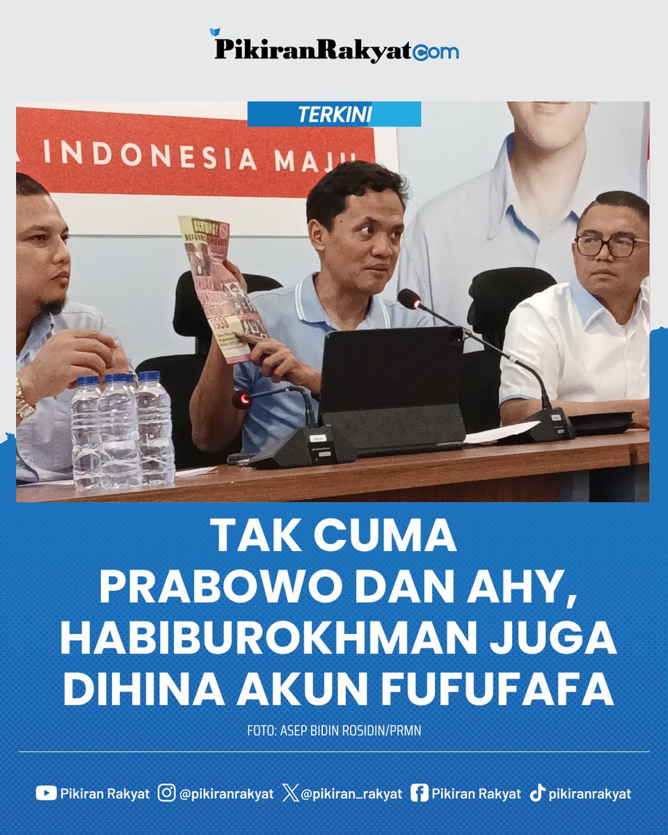 pikiran_rakyat's tweet photo. Akun Fufufafa nampaknya punya jejak digital yang mengerikan, setelah viral tulisan dengan nada penghinaan terhadap Prabowo Subianto.
.
Akun tersebut menyebut jika Prabowo Subinato merupakan tentara pecatan hingga memiliki seorang anak penyuka sesama jenis.
.
Lalu, akun diduga milik Gibran itu juga menghina Susilo Bambang Yudhoyono (SBY), termasuk kedua anaknya AHY dan Ibas.
.
Kini, giliran Wakil Ketua Komisi III DPR RI Fraksi Partai Gerindra periode 2019-2024, Habiburokhman.
.
Dalam tangkapan layar yang beredar akun Fufufafa menyebut jika muka Habiburokhman jelek, mengomentari tulisan penagihan janji kepadanya.

Tyas Siti Gantina/PRMN
.
Selengkapnya Cek: https://t.co/vEWN54qDi3

#fufufafa #prabowo #AHY #habiburokhman