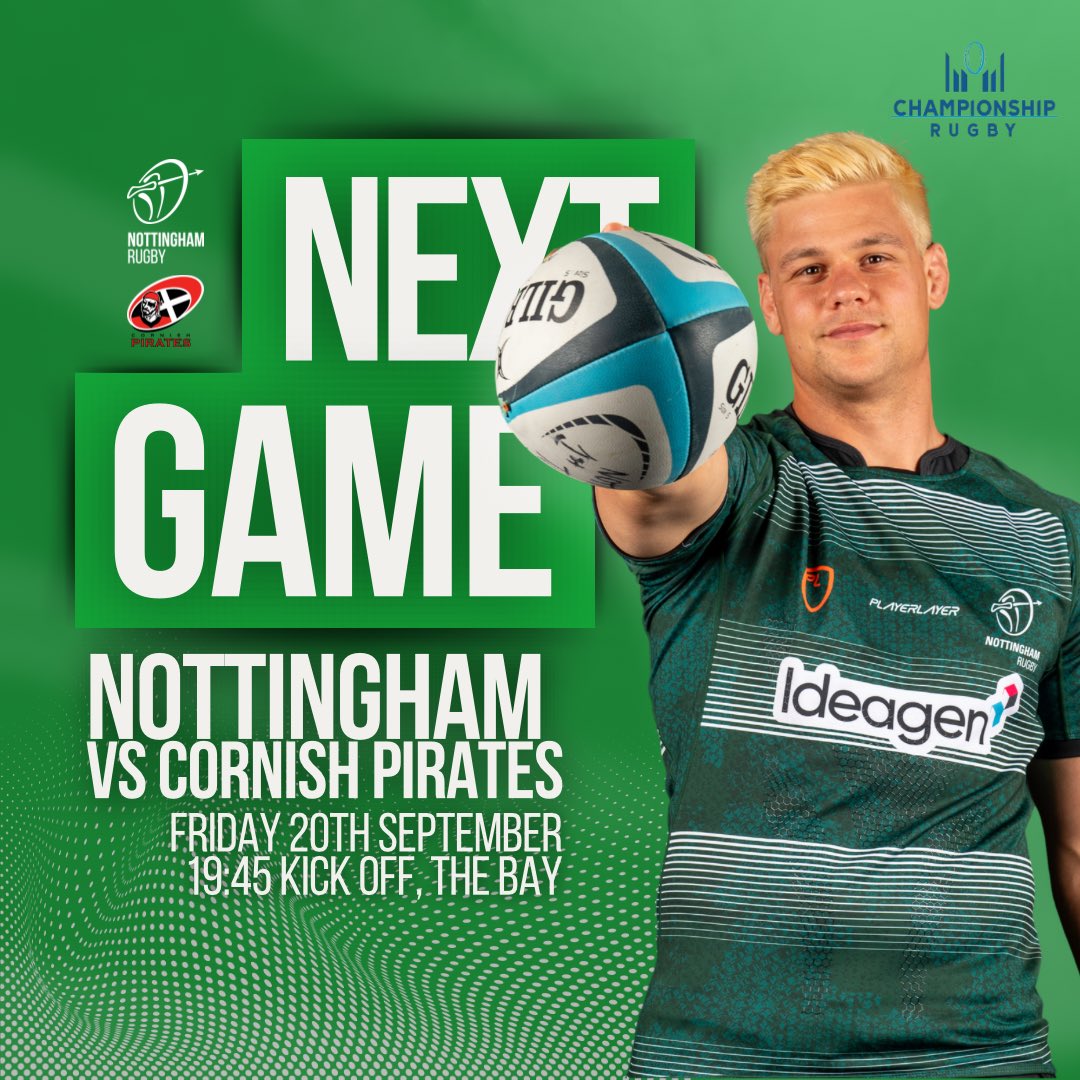The return of Championship Rugby🤩

🆚<a href="/CornishPirates1/">Cornish Pirates</a> 
🗓️Friday 20th September
⏰19:45 Kick Off
📍The Bay
 🎟️ nottinghamrugby.ticketco.events/uk/en/m/e/nott…

#COYA