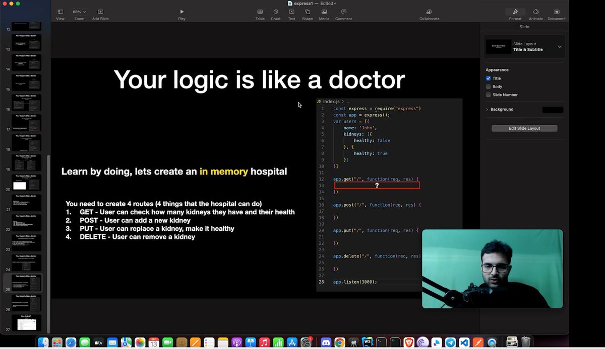 github.com/ManishKumar-ar…
🚀 Just finished  "Add or Delete Kidney game " assignment using Node.js and Express! 🧑‍💻 You can add a kidney, delete a kidney, and even make all kidneys healthy with just a few API calls! 🔥 #NodeJS #Express #WebDev #coding