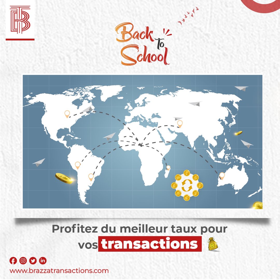 BrazzaTransact1's tweet photo. 📚🎒 Back to school, back to business! As you gear up for the new academic year, let us handle your foreign exchange needs. 
Fast, secure, and reliable. 

#wealthmanagement #currencyexchange #Backtoschool #SmartExchange https://t.co/oMlCfhSn8g