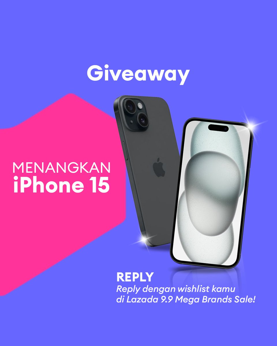 LazadaID's tweet image. ✨ GIVEAWAY ALERT ✨ 

ADA YANG MAU IPHONE 15???

1. Follow @LazadaID dan tag 3 teman.
2. Like, RT dan reply dengan wishlist kamu di Lazada 9.9 Mega Brands Sale pake hashtag #HarganyaSelaluLebihBagus #LazadaID #LazadaGiveaway
3. Reply SEBANYAK-BANYAKNYAAAAAA!!!