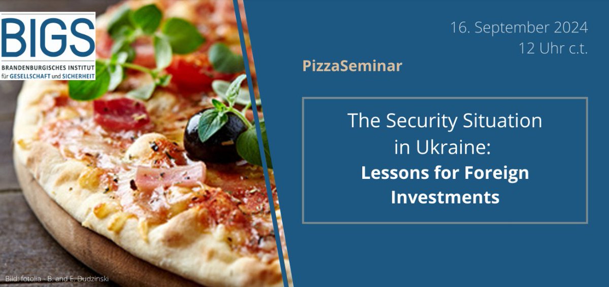 Join CEDAR’s partner - Brandenburgisches Institut für Gesellschaft und Sicherheit (BIGS) gGmbH -  for the newest edition of the hashtag #PizzaSeminar, on September 16th from 12h Uhr c.t to 14h.