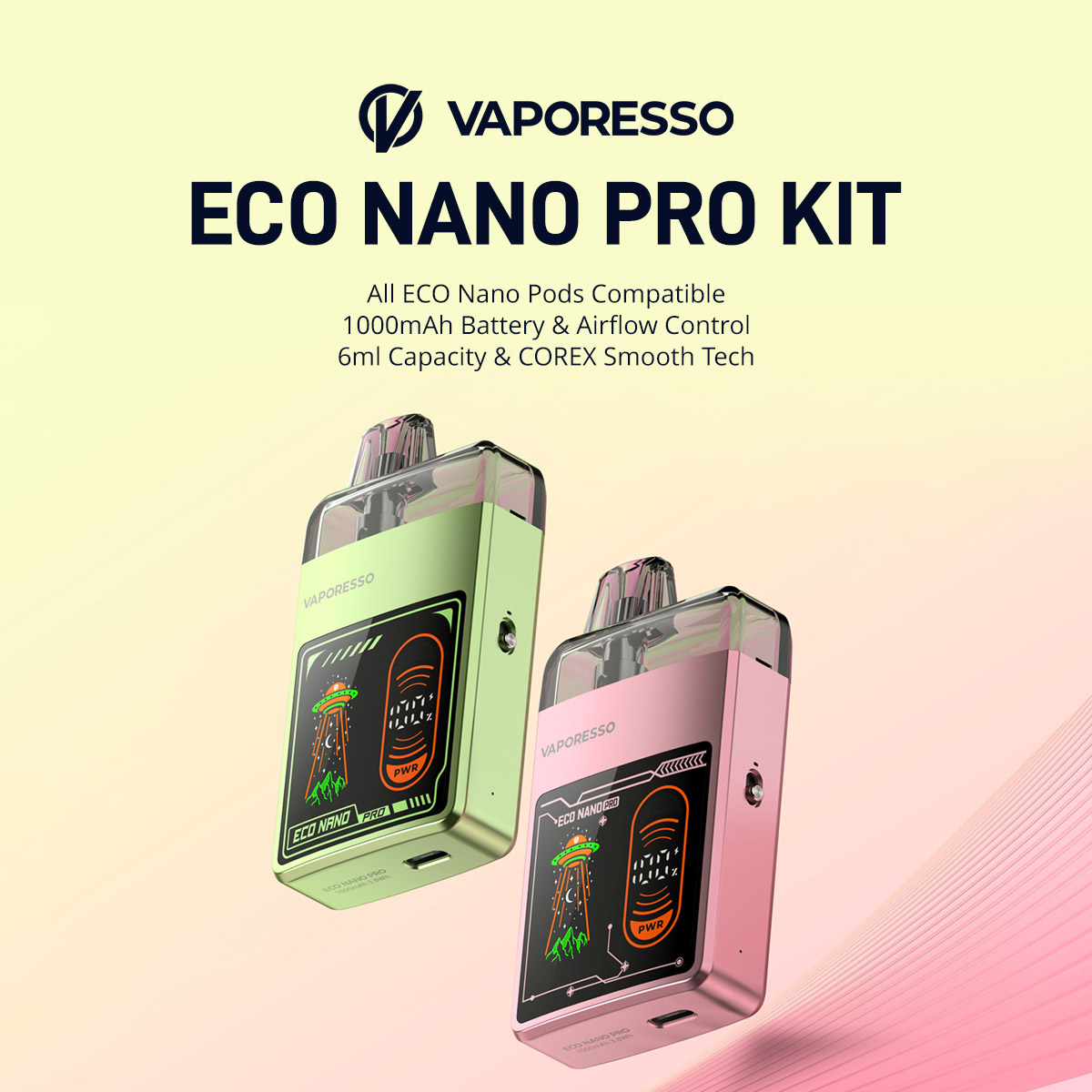vaporesso eco nano pro kit Vaporesso ECO Nano Pro Kit 😍Built-in 1000mAh battery capacity 😘Power/ECO  mode, adjustable airflow 🥰Fit for ECO Nano Series Pods ⚠ Warning: The  device is used with e-liquid which contains addictive chemical nicotine