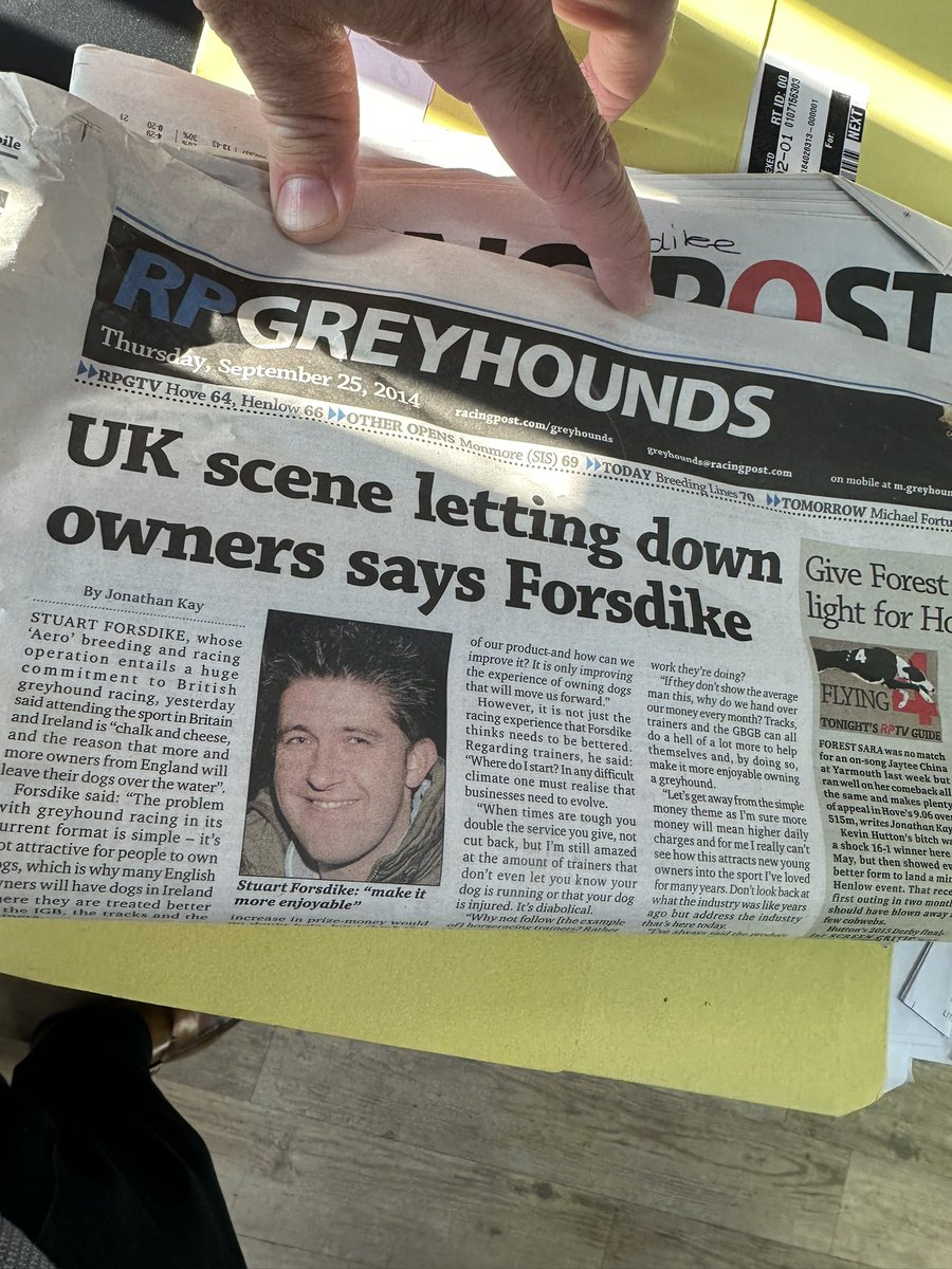 Stuart Forsdike (@stuartforsdike) on Twitter photo Wow nearly 10 years ago this article was printed…. Apart from the dodgy haircut nothing has really changed for owners …. Surely the sport needs to do more to encourage dog ownership
@DaveClarkRP <a href="/AeroGreyhounds/">Aero Greyhounds</a> <a href="/jkgreyhounds/">Jonathan Kay</a> <a href="/Hobbsy67/">Jonathan Hobbs</a> Wow nearly 10 years ago this article was printed…. Apart from the dodgy haircut nothing has really changed for owners …. Surely the sport needs to do more to encourage dog ownership
@DaveClarkRP <a href="/AeroGreyhounds/">Aero Greyhounds</a> <a href="/jkgreyhounds/">Jonathan Kay</a> <a href="/Hobbsy67/">Jonathan Hobbs</a>