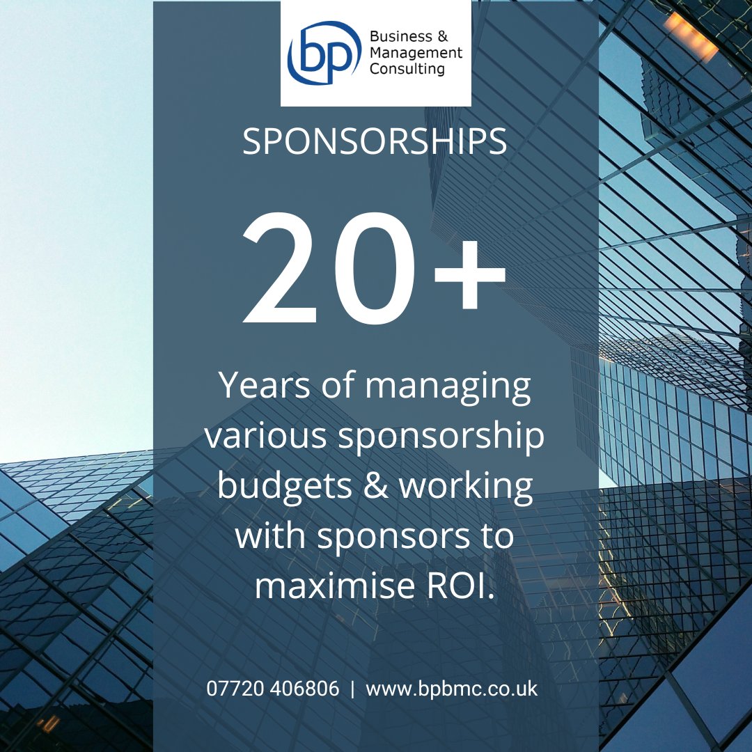 Is your business involved in sponsorship but unsure how to maximise ROI? 

With 20+ years of experience managing sponsorships, I can help optimise your strategy for better brand exposure and results. 

Contact me on: 07720 406806 or barrie@bpbmc.co.uk.