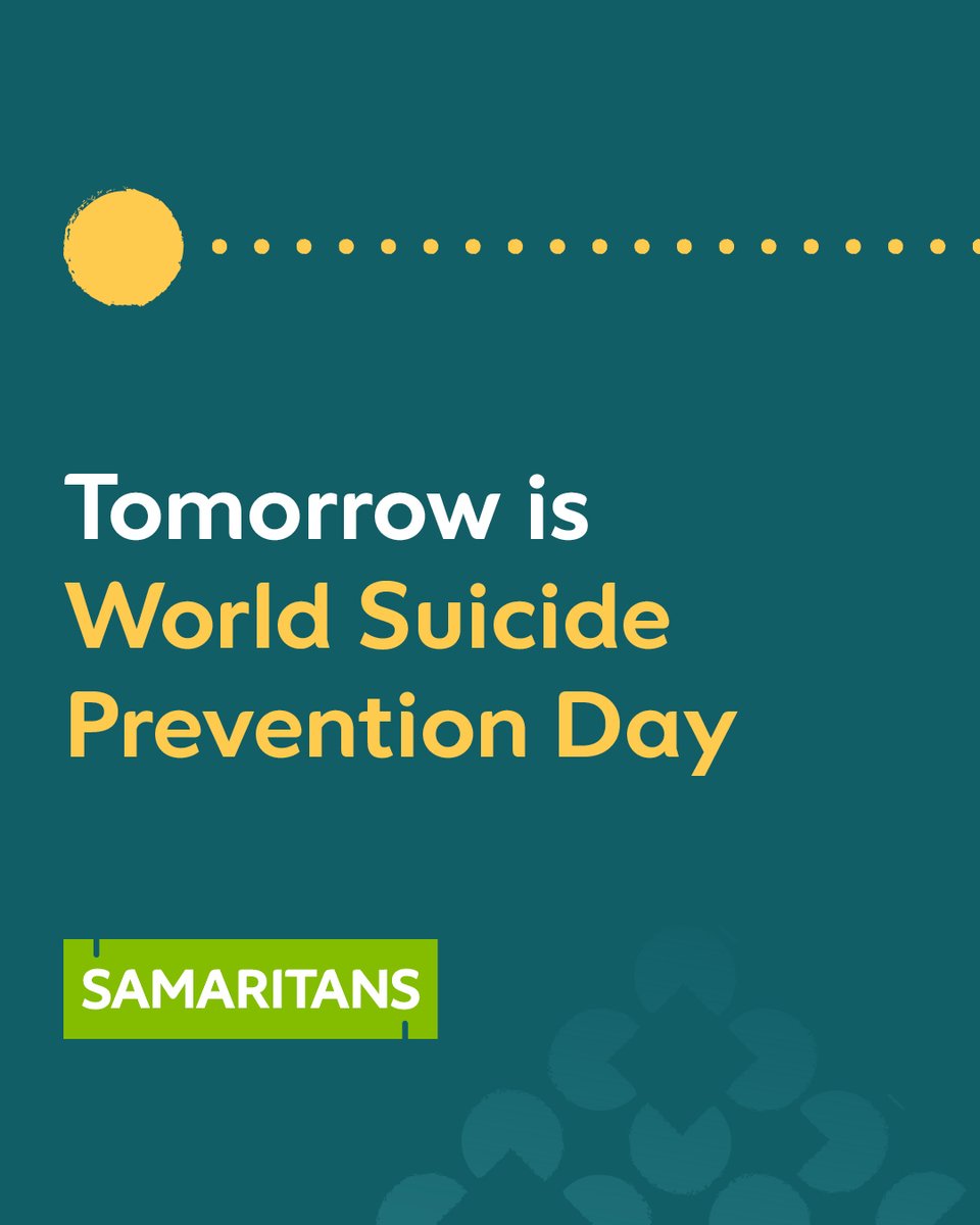 SamaritansIRL's tweet photo. Tomorrow is #WorldSuicidePreventionDay 📅

We’ll be spending the day encouraging open conversations about suicidal feelings. Posts like this can be hard to see sometimes - remember that it’s OK to log off. Do what’s right for you. 💚

If you need to talk, we’re here ☎ 116 123. https://t.co/0XOVZ0LGv5
