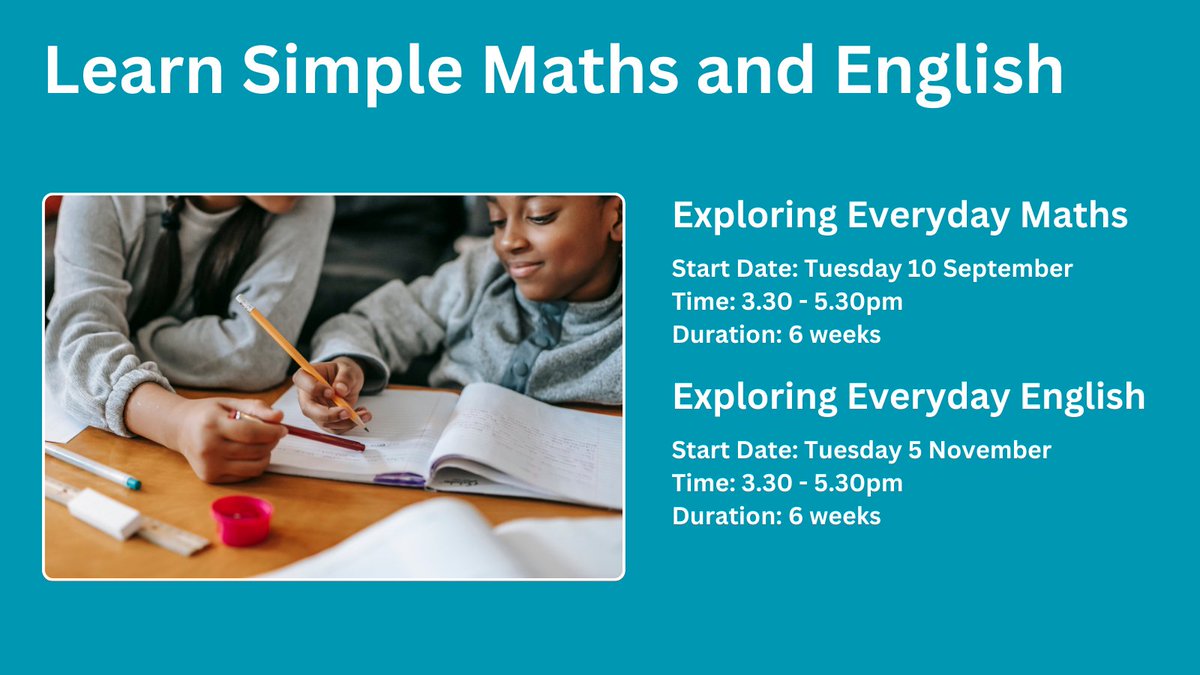 leicesterlibrar's tweet photo. Want to learn about and help with the homework your young person brings home? Don't know where to start? Join our free 6 week sessions at The BRITE Centre.
Call in or phone 0116 454 0280 to register. With support from our Family Learning colleagues
@LeicAdultEd https://t.co/aJE5IsyR6t