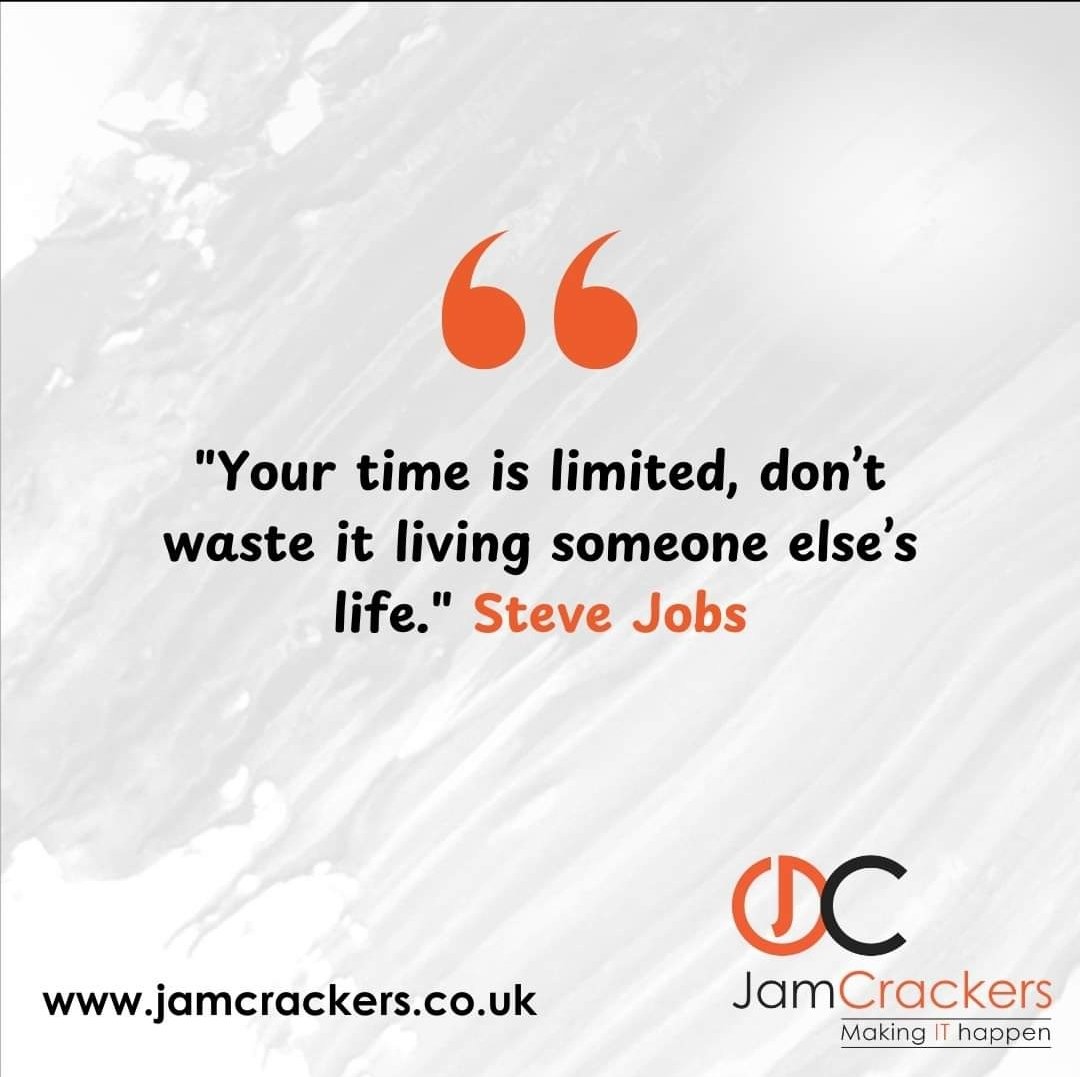 A few words of wisdom from a sadly missed tech genius...

Have a CRACKING Monday! 😊

#inspiration #Tech #ITSupport #SaturdayQuote #BusinessQuote #SteveJobs #TechGenius