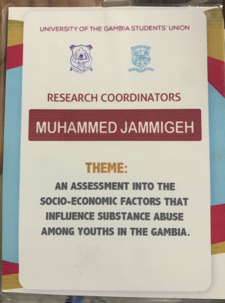 Just completed the 3rd phase of <a href="/OfficialUTGSU/">University of The Gambia Students' Union</a> data collection for the research on 'An assessment of the socioeconomic factors influencing substance abuse among youths in The Gambia.' #UTG #Research #ResearchCoordinator <a href="/alhagiecsay/">Alhagie Ceesay</a>