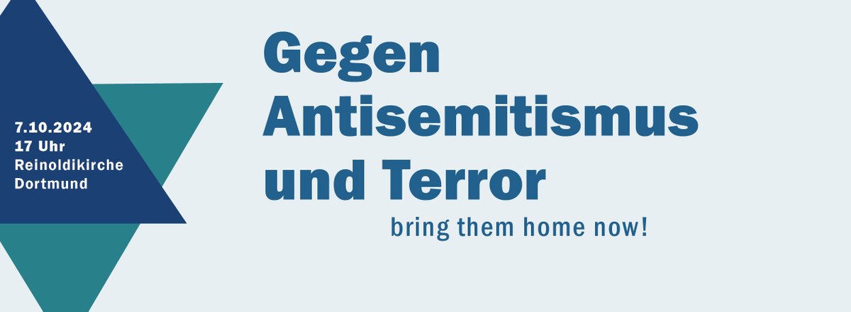 Gegen #Antisemitismus &amp; Terror - Bring them home now!

Am 7.10.2024 um 17 Uhr ruft das Netzwerk zur Bekämpfung von Antisemitismus in #Dortmund zur Kundgebung auf. Wir gedenken der Opfer und fordern Freiheit für die Geiseln.

Der ganze Text &amp; Mehr Infos: t.ly/eC6AH