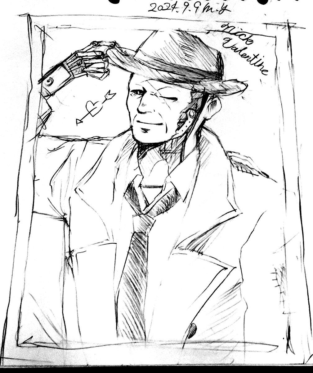 yamamoto_motoya's tweet photo. ニックのポートレート写真と、取引をするパイパーさんとママ。

Nick's portrait photography and the two people making the deal
#Fallout4　#fanart　#NickValentine　#PiperWright #OC #doodle #落書き https://t.co/eJ1dHd71e6