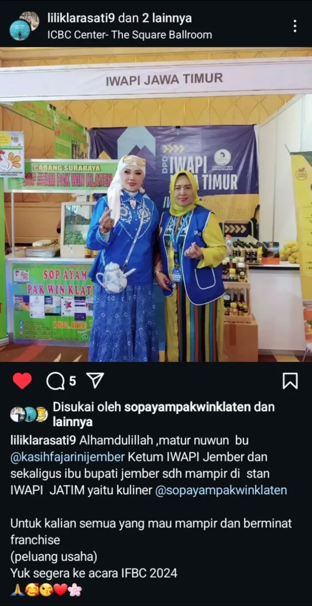 sopayampakwin's tweet photo. Assalamu'alaikum.. Alhamdulillah..
SOP AYAM PAK WIN KLATEN bersama IWAPI JAWA TIMUR and IWAPI SURABAYA di Acara EVENT EXPO FRANCHISE PAMERAN IFBC 2024,
Tgl. 6-8 September 2024 di Gedung ICBC CENTER SURABAYA โจ๏ธ๐๐๐ป๐
#expo #ifbc2024 #kemitraan #franchise #waralaba #indonesia https://t.co/ksKd4Ej9WX