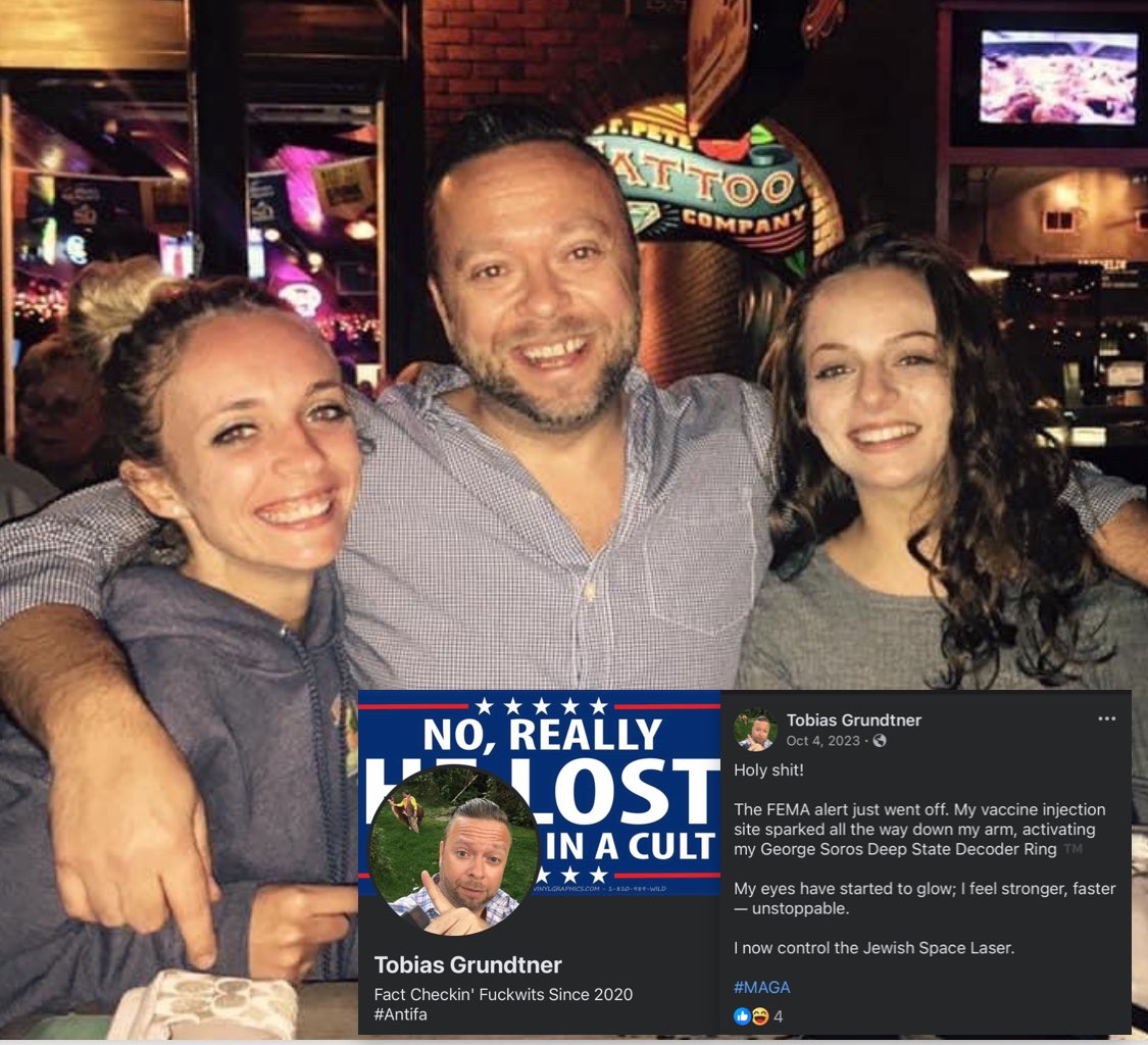 Florida father Tobias Grundtner has died suddenly.

Tobias was fervently pro-mask, pro-vaxx, pro-Antifa, pro-Kamala, and pro “science”

At his last booster appointment he posted mockingly that a “FEMA alert” went off and his injection site sparked all the way down his arm,