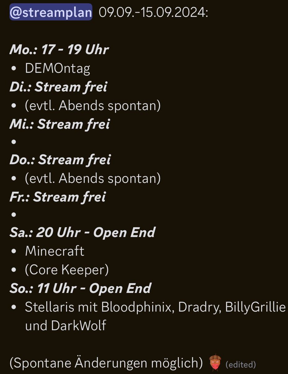 mc_ecl's tweet photo. Neuer #streamplan ist live✌🏽Heute probieren wir eine neue Demo aus👀 weil ich die Woche nach München muss kann ich nicht viel Live sein, aber Sonntag ist das lang ersehnte Stellaris-Event🎉
https://t.co/TUaqmGP51o https://t.co/rYXnaTruEb