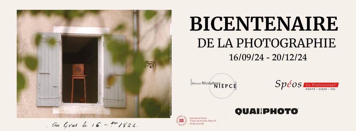 Musée Maison Nicéphore Niépce (@maisonniepce) on Twitter photo Bicentennial of Photography: An Unmissable Celebration 📷
<a href="/Speos/">Spéos International Photography School</a> and the <a href="/MaisonNiepce/">Musée Maison Nicéphore Niépce</a> invite you to the opening of an exceptional exhibition:
- Monday, September 16, 2024 at 6:30 pm
- at Quai de la Photo, 9 Port de la Gare 75013 Paris #parisphoto #expoparis #photography Bicentennial of Photography: An Unmissable Celebration 📷
<a href="/Speos/">Spéos International Photography School</a> and the <a href="/MaisonNiepce/">Musée Maison Nicéphore Niépce</a> invite you to the opening of an exceptional exhibition:
- Monday, September 16, 2024 at 6:30 pm
- at Quai de la Photo, 9 Port de la Gare 75013 Paris #parisphoto #expoparis #photography