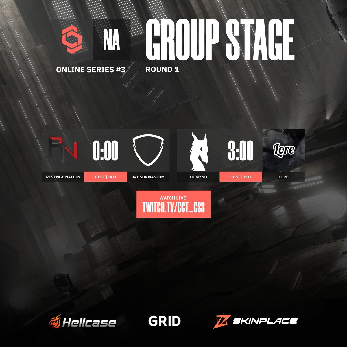 Champion of Champions Tour CS2 (@cct_cs) on Twitter photo NA Matchups for TODAY ♨️
🕹️Game 1: <a href="/RvnGNation/">Revenge Nation™</a> vs jahsdnmasjdm
🕹️Game 2: <a href="/Homyno_NA/">Homyno Esports</a> vs <a href="/LoreGaming_/">Lore Gaming</a> NA Matchups for TODAY ♨️
🕹️Game 1: <a href="/RvnGNation/">Revenge Nation™</a> vs jahsdnmasjdm
🕹️Game 2: <a href="/Homyno_NA/">Homyno Esports</a> vs <a href="/LoreGaming_/">Lore Gaming</a>