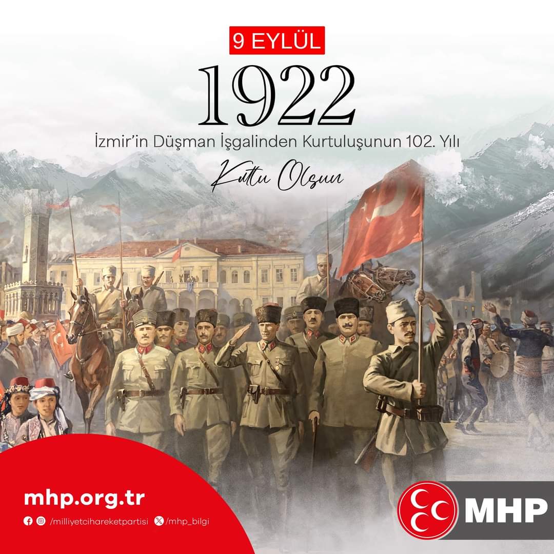 İzmir'in düşman işgalinden kurtuluşunun 102. yılı kutlu olsun.
#9Eylül
