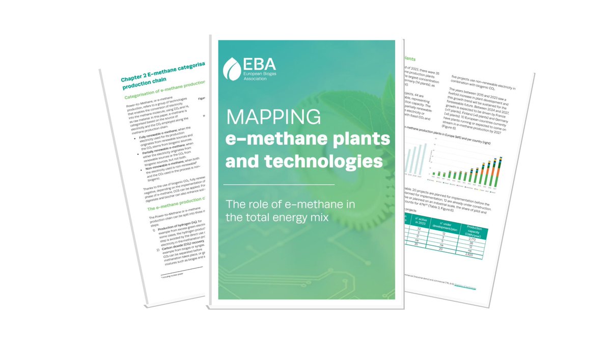 Just launched! First-ever assessment of e-methane rollout in Europe. This synthetic renewable fuel will play a key role in Europe’s electricity grid &amp; drive new #biogas - #hydrogen synergies
✅35 operational e-methane plants in Europe 
✅20 more on the way
bit.ly/47rcg3V