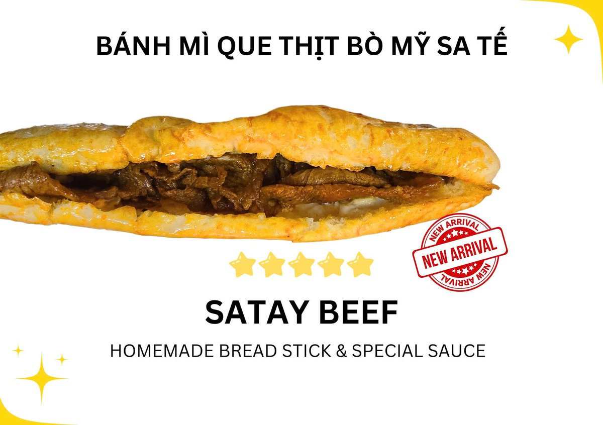 banhmi611's tweet image. The new Breadstick has arrived at store 611! 🥖 American beef with delicious satay sauce. 😋 The best price at shop 611 is only 26,000 VND. 😱 #Breadstick #AmericanBeef #SataySauce #Shop611 #delicious