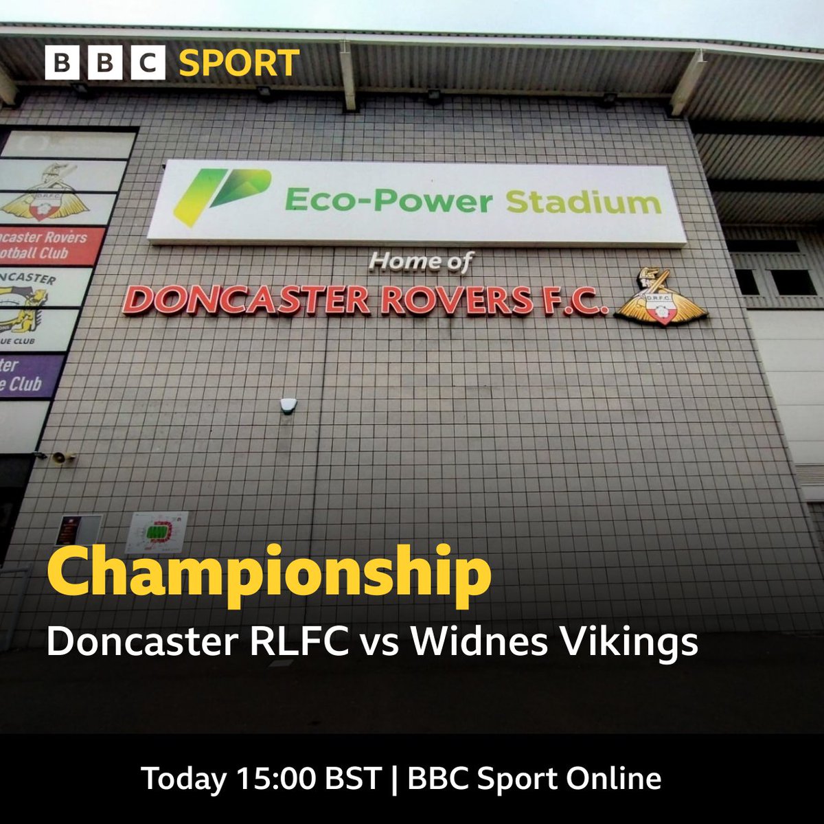 ⌛️ This afternoon

🏉 <a href="/Doncaster_RLFC/">Doncaster RLFC</a> 🆚 <a href="/WidnesRL/">Widnes Vikings</a>
🏆 <a href="/RLChampionships/">Championship & League 1</a>
🏟 Eco-Power Stadium
🕒 Kick-off 3pm
🎙️ <a href="/johnlawlessRL/">John Lawless</a> &amp; <a href="/jdgsport/">James Gordon</a>
#️⃣ #DONWID #TotalSport
💻 Online
