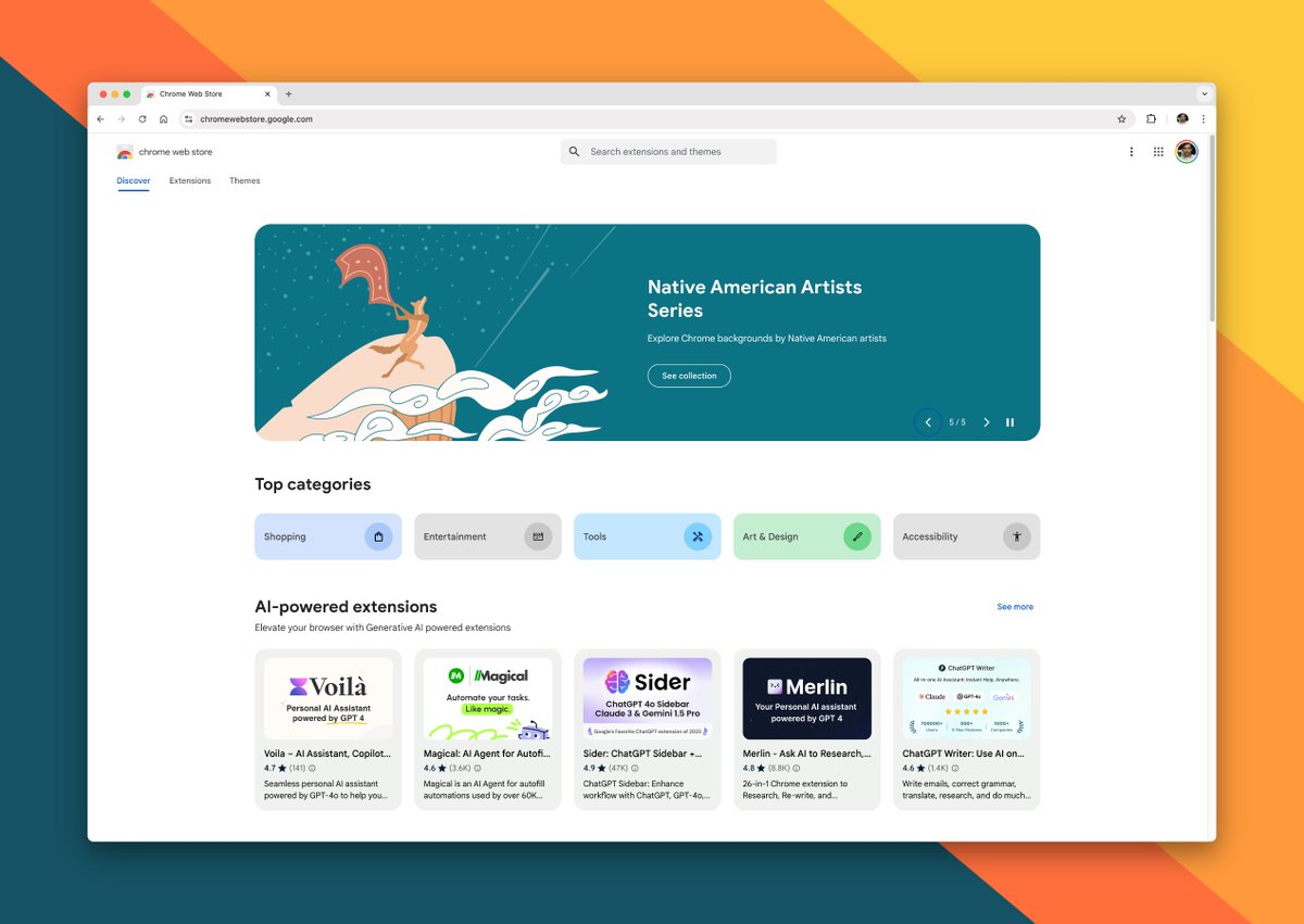 Wow! Voilà is now listed as the #1 app in Chrome's Web Store AI-category. Unbelievable!

<a href="/voilaai/">Voilà</a> / getvoila.ai

chromewebstore.google.com/collection/gen…