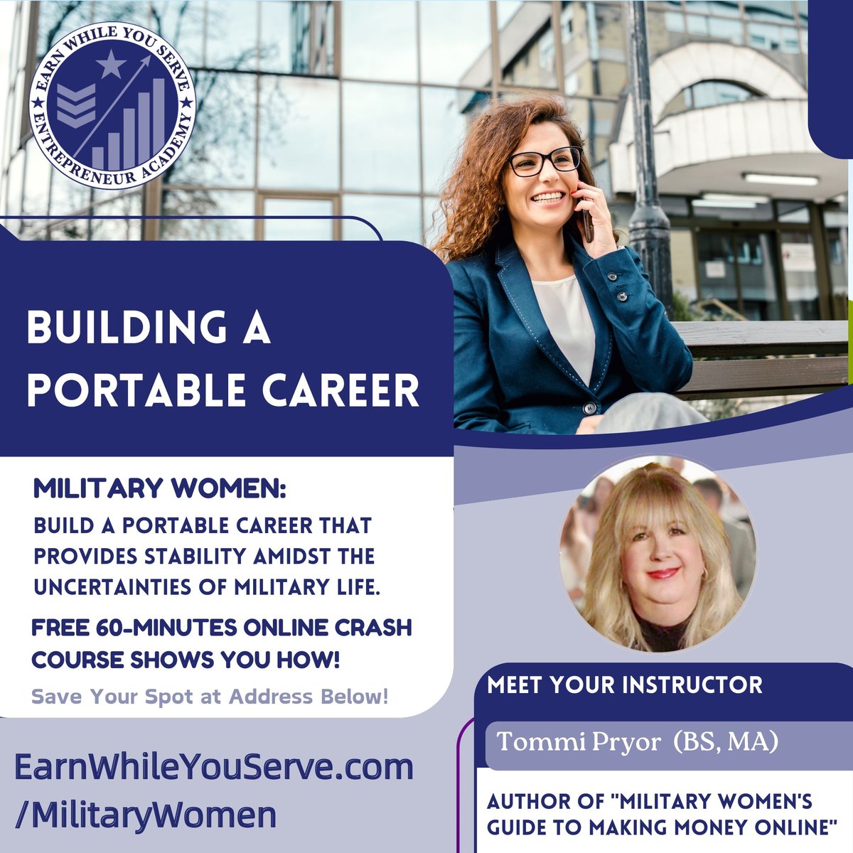 ewys_women's tweet image. Build a portable career that provides stability amidst the uncertainties of military life.    ----#postmilitarycareer