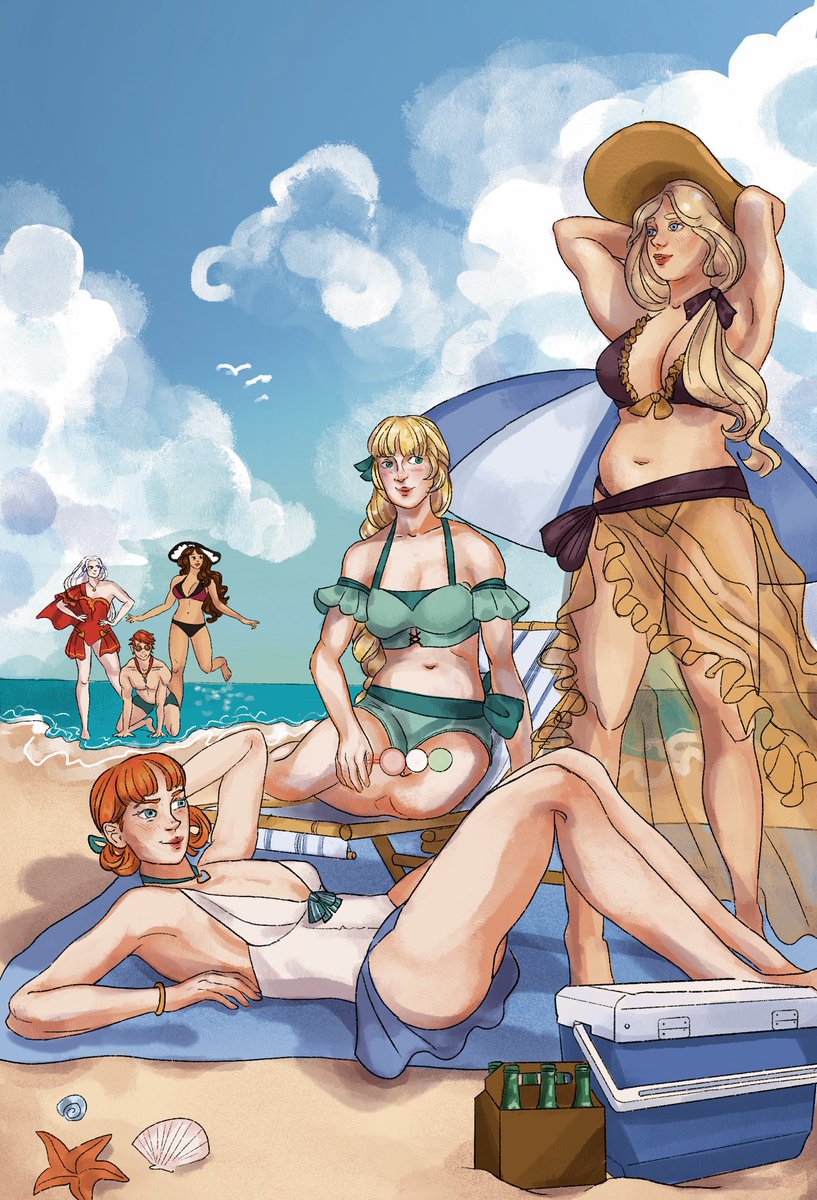 My page illustration for <a href="/bluelionsladies/">Blue Lions Ladies Fanzine COMPLETE</a>  zine! 🩵🤍💙

Beach day girls trip 🏝️🌊🐠🐚🫧

#FE3H #bluelions