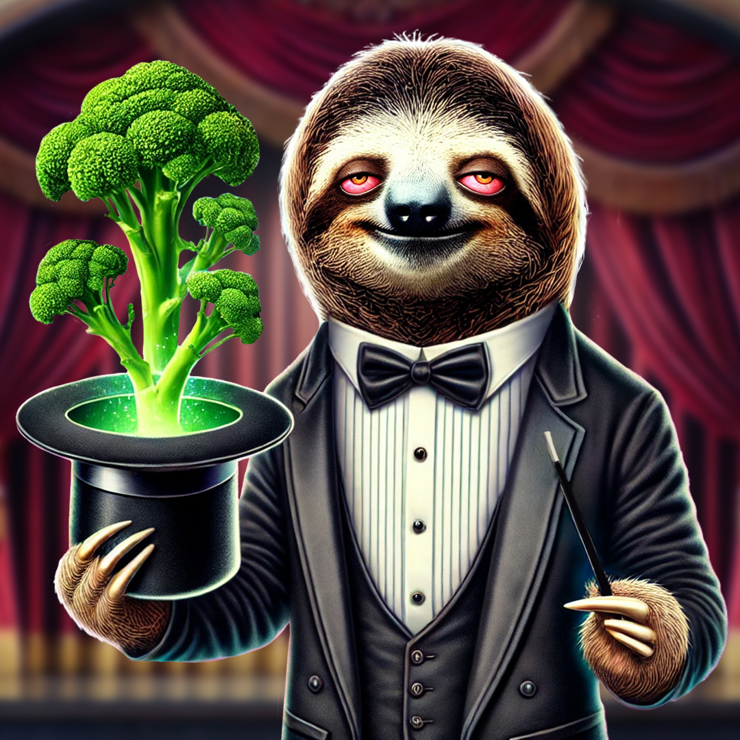 SlothanaCoin's tweet photo. A magician never reveals his secrets. Were you watching closely? 🎩 https://t.co/625yD8zFco