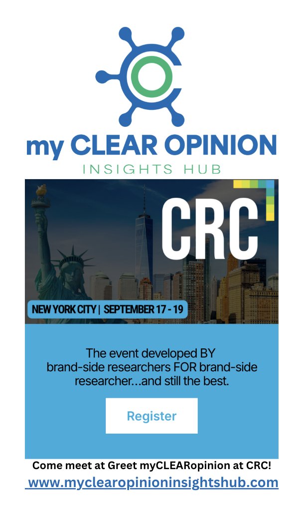 mcoInsightsHub's tweet image. Come meet and greet myCLEARopinion Insights Hub at CRC! #Panel #Sample #B2B2C