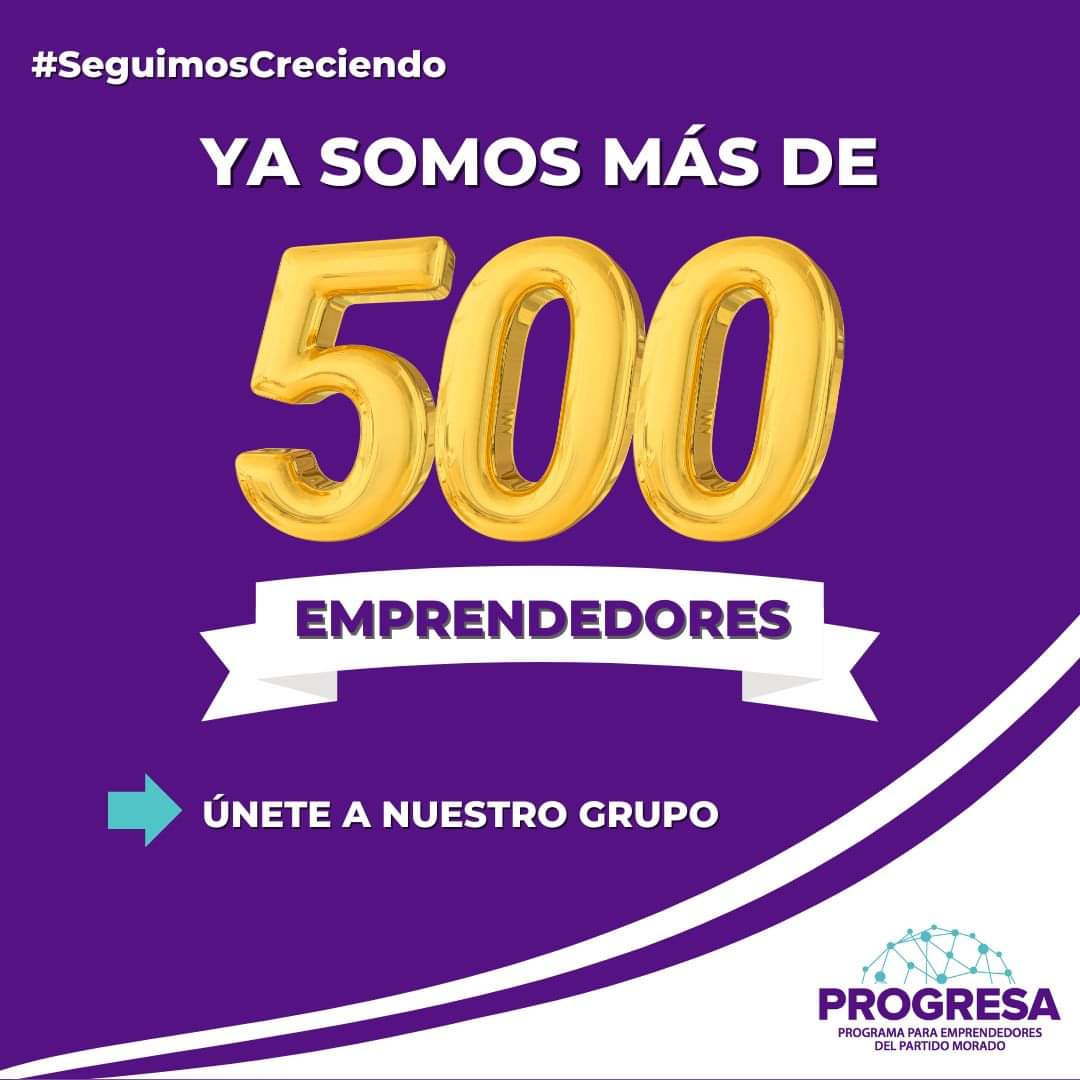 Ya somos más de 500 emprendedores que tienen acceso a capacitaciones y asistencias técnicas por parte de Progresa-Programa para Emprendedores del Partido Morado.

📍 Puedes unirte a nuestro grupo llenando el siguiente formulario: forms.gle/4pbyCmPosvK4o1…