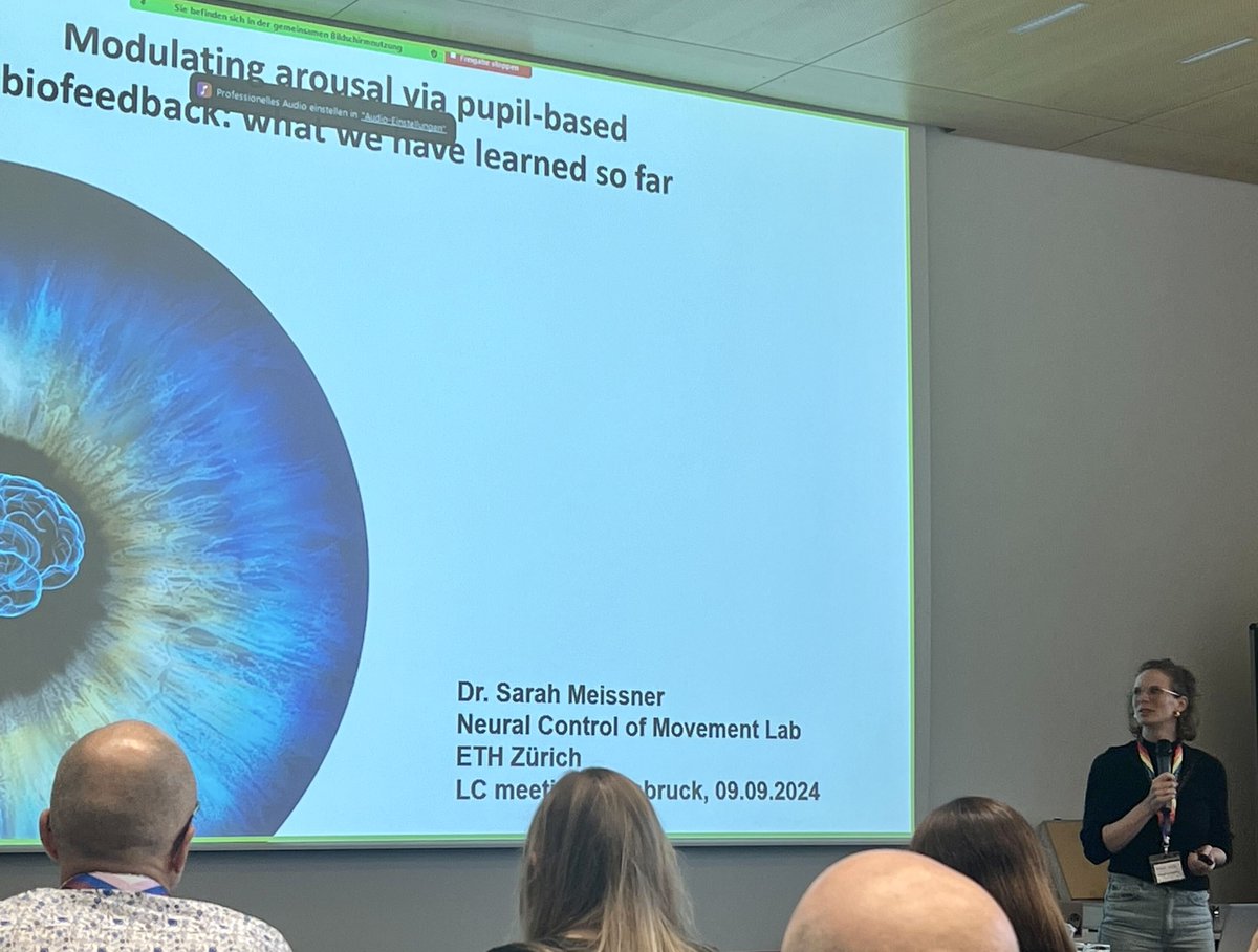 NCM-Lab ETH (@ncmlabeth) on Twitter photo 👁️ <a href="/Sarah__Meissner/">Sarah Meissner</a> presents our recent learnings on modulating brain #arousal 🧠↕️ using pupil-based #biofeedback 🔄 at the <a href="/LCmeeting/">LC meeting</a> 2024 in Innsbruck!
🔵#LocusCoeruleus #neuromodulation #LCmeeting2024 #brainstem 👁️ <a href="/Sarah__Meissner/">Sarah Meissner</a> presents our recent learnings on modulating brain #arousal 🧠↕️ using pupil-based #biofeedback 🔄 at the <a href="/LCmeeting/">LC meeting</a> 2024 in Innsbruck!
🔵#LocusCoeruleus #neuromodulation #LCmeeting2024 #brainstem